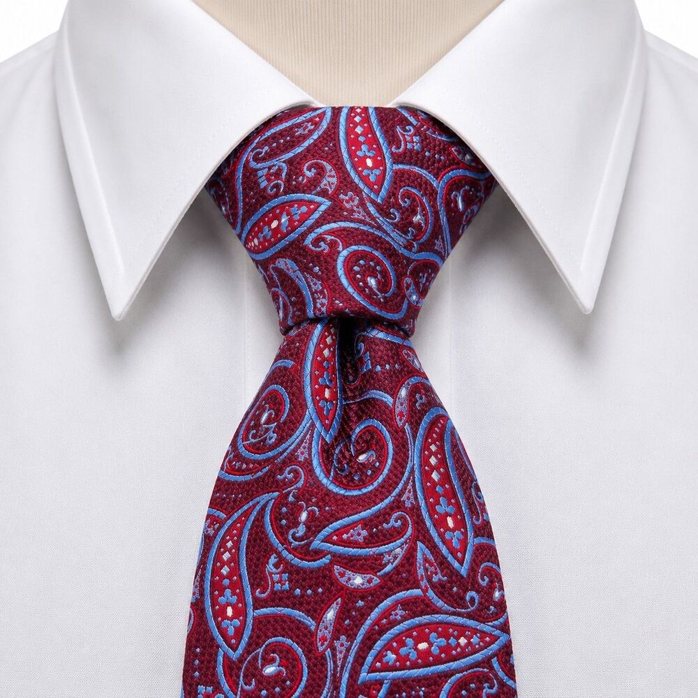 Cremieux Handmade Silk Dress Tie Red and Blue Paisley